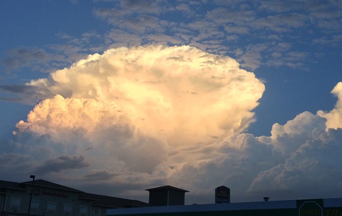 Cloud lit by sunset, Hays, KS