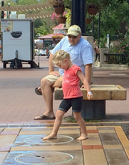 Mini splash park, Pearl Street mall, Boulder, Colorado